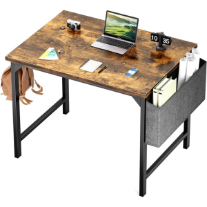 FOUKUS Small Computer Office Desk 32 Inch Kids Student Study Writing Work with Storage Bag & Headphone Hooks Modern Simple Home Bedroom PC Table