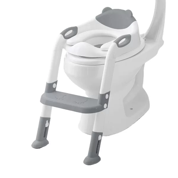 GGOW Training Toilet for Kids Boys Girls Toddlers, Toilet Potty Training Seat with Step Stool Ladder,Comfortable Safe Potty Seat with Anti-Slip Pads Ladder Grey