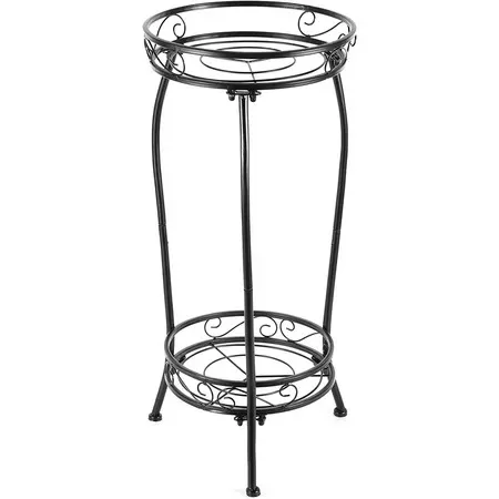 GGOW Plant Stand Indoor Outdoor, Tall Black Metal Rustproof Stable Plant Stands, 2 Tier 27.1 inch Multiple Plant Rack Holder Rack Flower Pot Stand Heavy Duty Plant Shelf