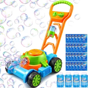 GGOW Bubble Lawn Mower Toddler Toys, Outdoor Toys Games, Kids Toys Bubble Machine, Bubble Mower Push Toy Outside Toys for Toddlers Preschool Kid Boys Girls Birthday Gifts, Blue