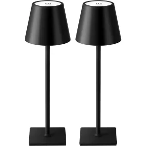 GGOW 2 Pack Cordless Table Lamp,5000mAh Battery Operated, Portable LED Desk Lamp, 3 Color Stepless Dimming Up for Bedroom Party Restaurant Bars Camping Coffee Shop Night Light, Black