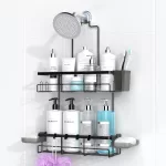 GGOW Shower Caddy Hanging Bathroom Organizer, Rustproof Shower Shelf for Inside Shower, No Drilling Shower Racks Over Showerhead, Bath Shower Shelves Rack for Shampoo Soap Black